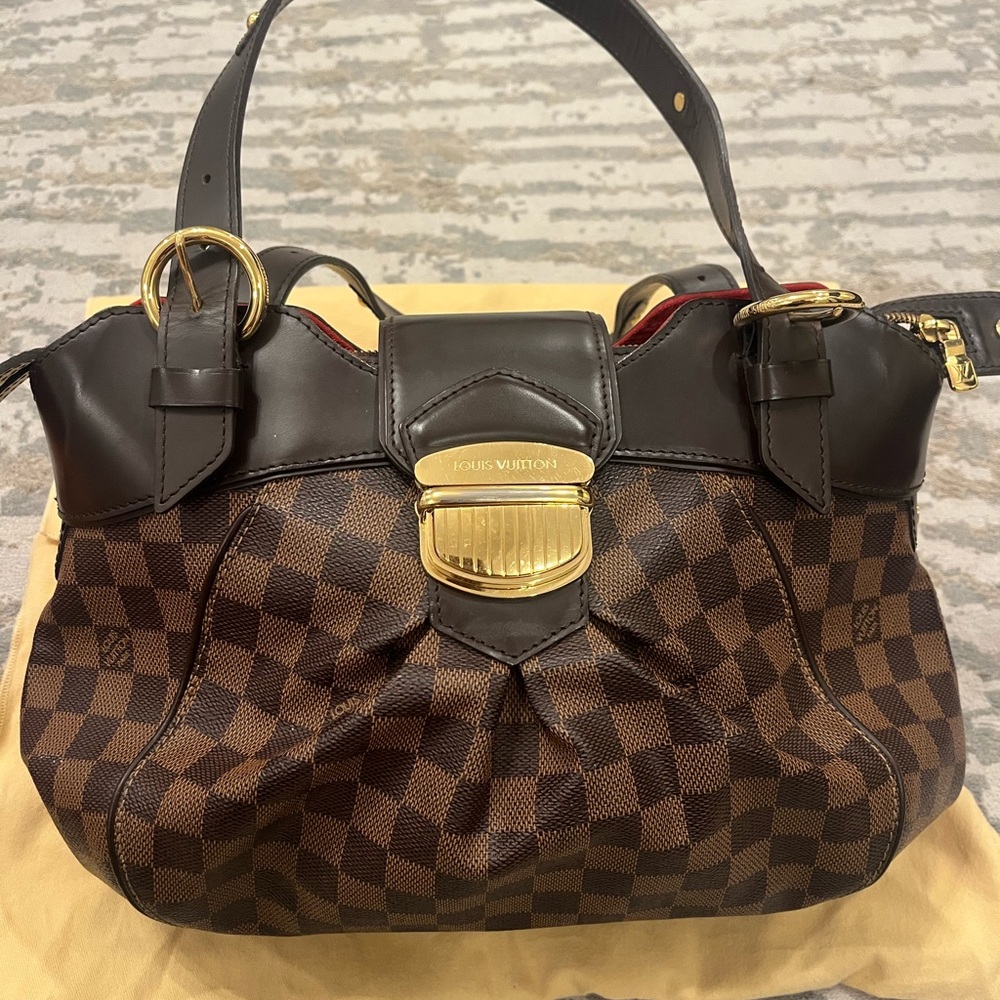 Louis Vuitton Dark Brown and Gold Checkered Shoulder Bag